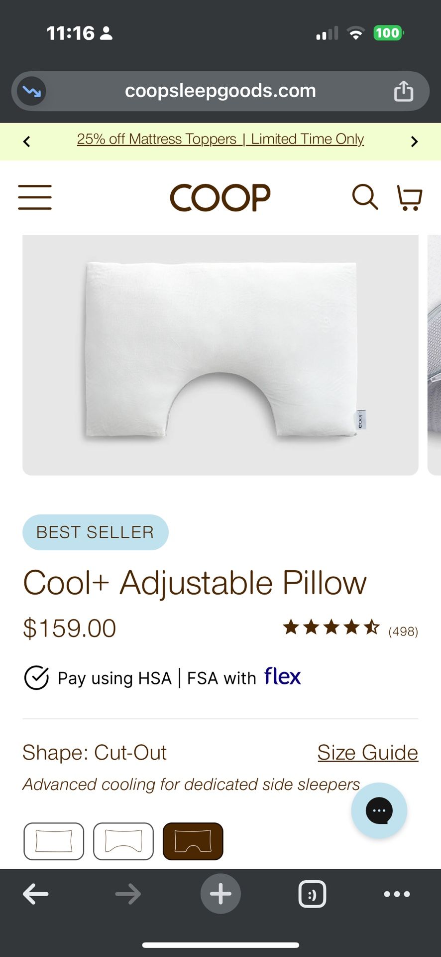 Coop Sleep Goods Cool+ COVER Pillowecase Cutout Shape