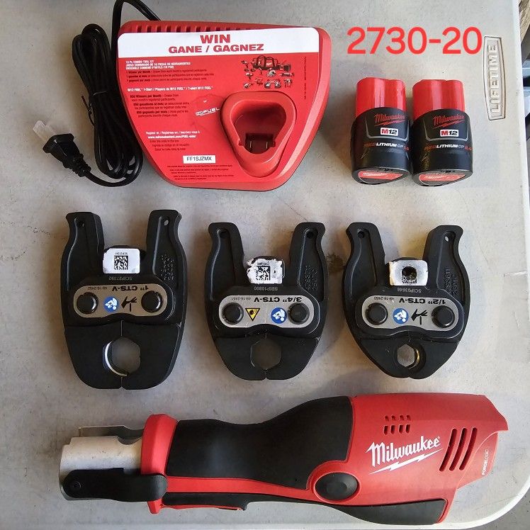 Milwaukee
M12 12-Volt Lithium-Ion Force Logic Cordless Press Tool w/1/2 in., 3/4 in., and 1 in. PEX Crimp Jaws