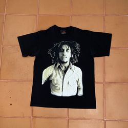 Zion Rootswear Bob Marley Black T Shirt Made In USA 2003 vintage Size Large 