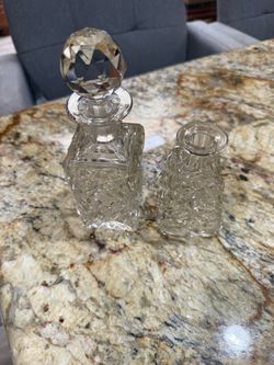 Cut Crystal Glass Decanter and Bottle Set
