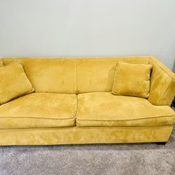 🌞 Cozy Yellow Sofa – Gently Used & Full of Charm