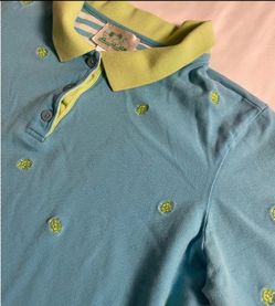 VTG. THE QUAKER FACTORY Aqua polo with embroidered turtles SZ Xl
