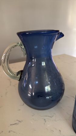 Hand blown pitcher with glasses