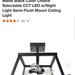 New Katalyst 15 in. 3-Light Trapez Matte Black Color Choice Selectable CCT LED w/Night Light Semi-Flush Mount Ceiling Light