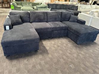 Black comfy double chaise sectional