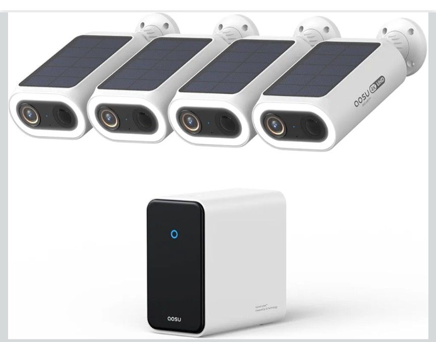 Aosu 4K Solar P1 Max System, AI Security 4-Cam Kit, with HomeCortex, AI Face Recognition & Behavior Detection