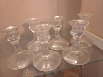 Glass candlestick holders- 5 available