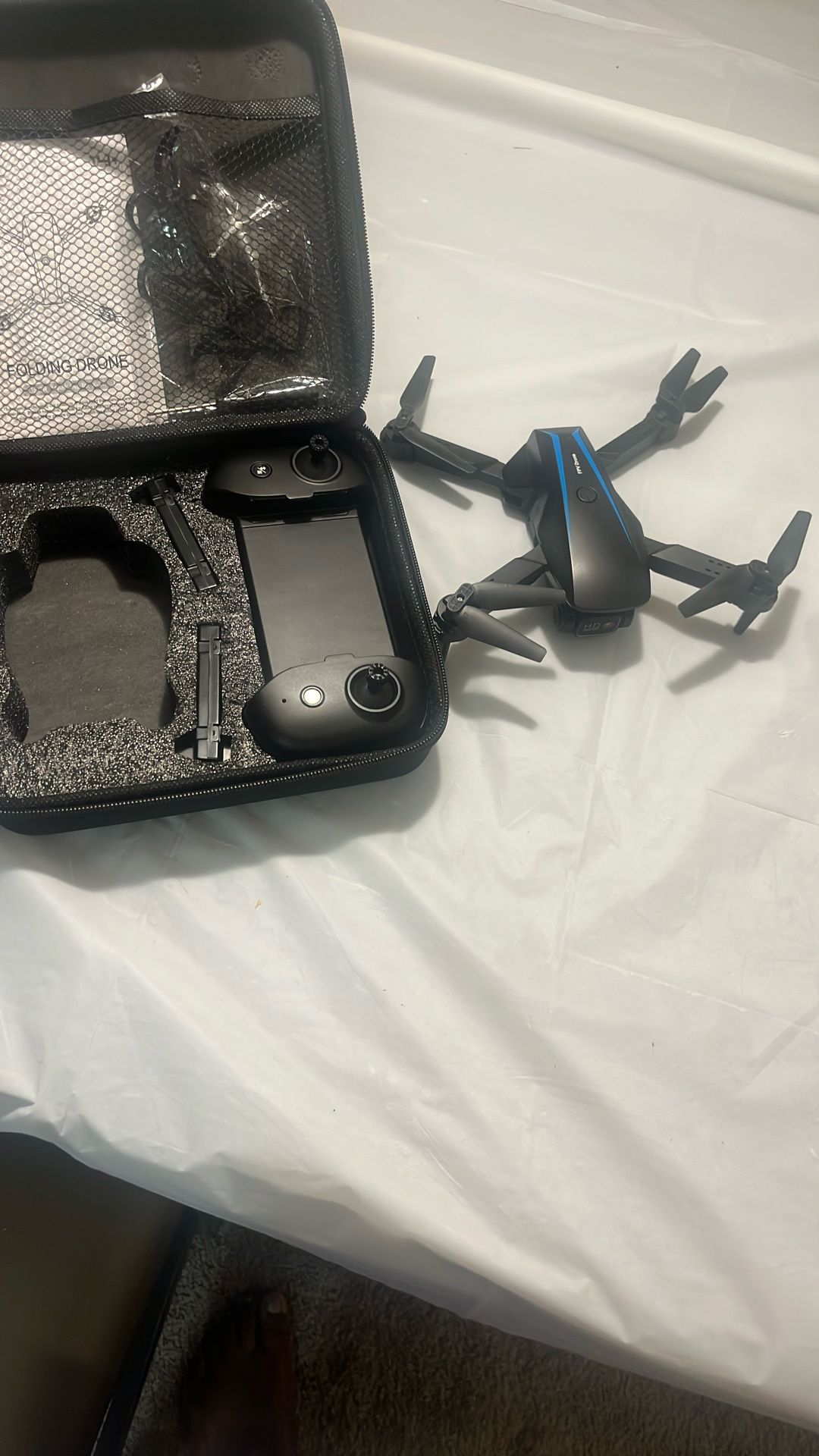 Drone with Camera - Drones for Adults, with 2 Batteries, Carrying Case, Propellers, 1080P HD Foldable Drone with Stable Hover, Trajectory Flight, Grav
