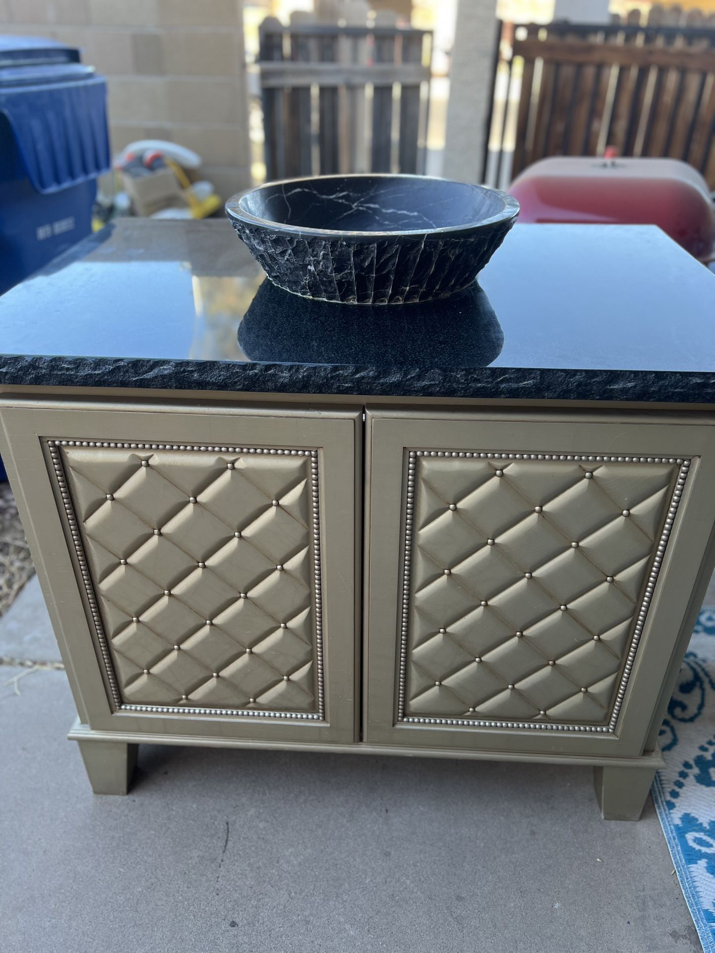 Black/Gold Marble Vanity Sink 26.75 Inch Wide 40.25 Inch Length Length
