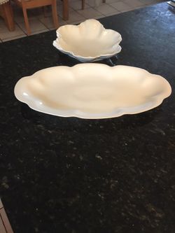 Vintage Haviland Lamoges 2 Serving Plates”Ranson All White Pattern”