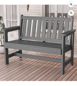 SERWALL Outdoor Bench for 2-Person, Weather-Resistant HDPE with Aluminum Reinforcement, Supports 660 lbs, Comfortable Seating for Patio, Garden, and P