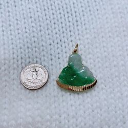 Lucky Buddha Jade Pendent  With 18k Solid Gold