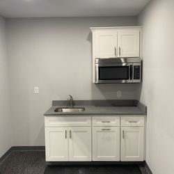 Cabinets with sink and microwave
