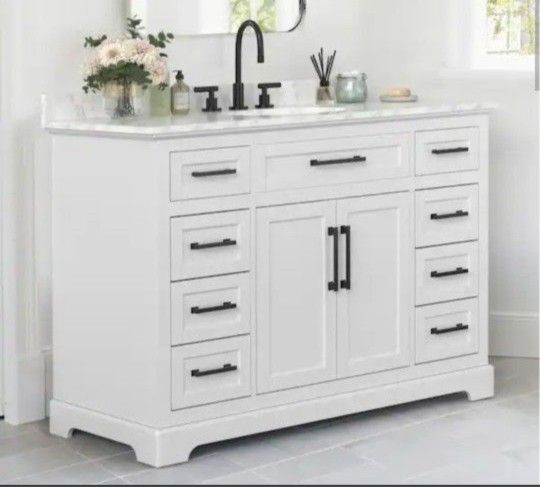 48" Bathroom Vanity With Carrara Marble Top