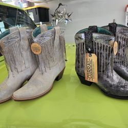 Two Pair New with tags Corral women's size 9M fringe rhinestone western boots Retail $298 each