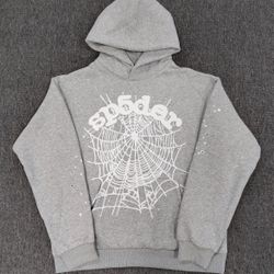 Sp5der OG Web Hoodie 'Heather Grey' - Size S
