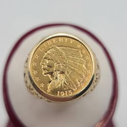 14k Gold Coin Ring