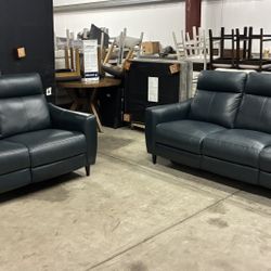 2 PIECE TOP GRAIN LEATHER POWER RECLINING SET