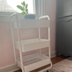 3 Tier White Makeup Rolling Cart 