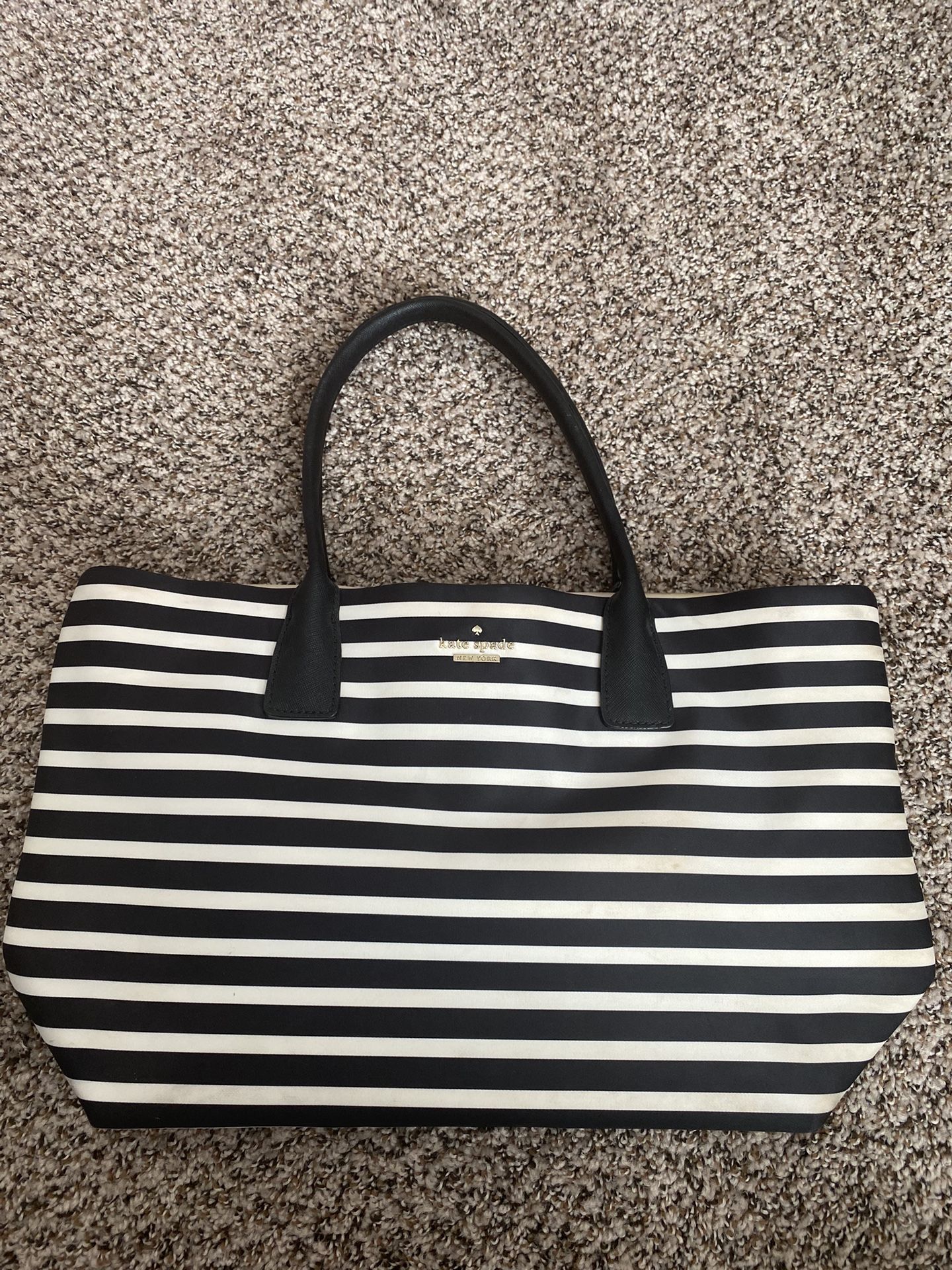 Black And White Striped Kate Spade Tote Purse