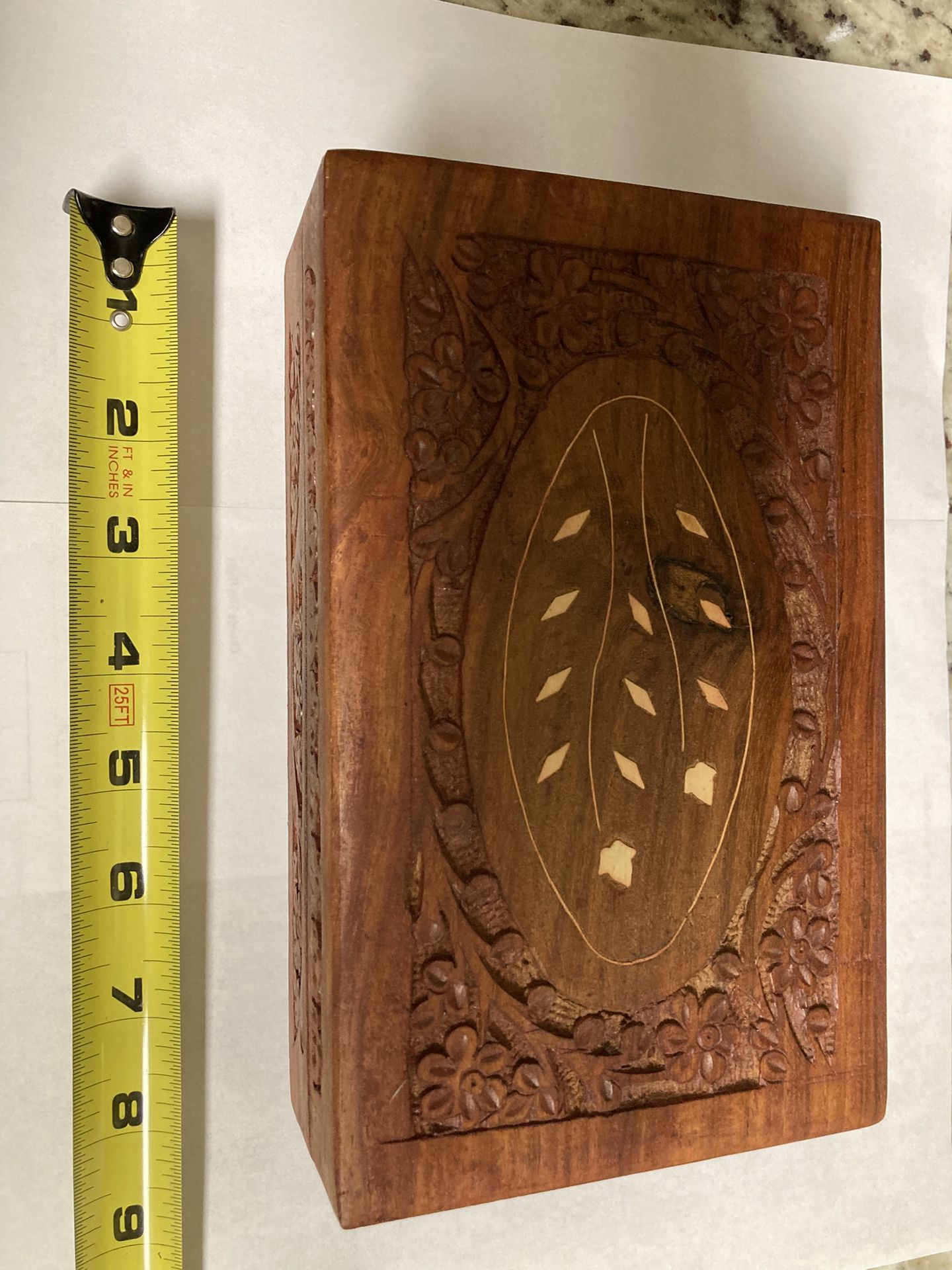 Hand carved wood box made in India