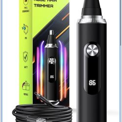 Nose Hair Trimmer for Men and Women, USB Rechargeable Electric Facial and Ear Hair Remover with LED Display, Dual-Edge Blades for Smooth, Painless Eye