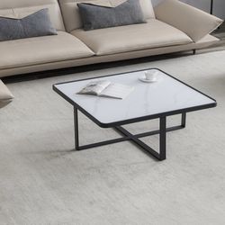 Minimalism Square Coffee Table with Sintered Stone Tabletop