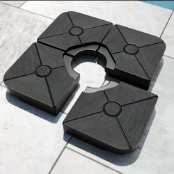 4pcs Heavy-Duty 200LB Umbrella Base- Capacity Water/Sand Weight Stable Square Stand Suitable for Garden, Backyard, Poolside - Easy-Fill Cantilever 