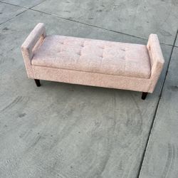 Storage bench end of bed ottoman, entryway bench for living room Bedroom, linen pink