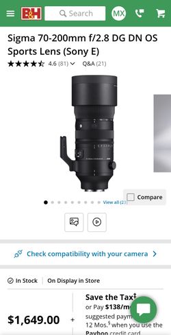 New Sigma 70-200mm f2.8 DG DN sports for sony E full frame
