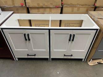 Bathroom vanity cabinet 60” solid birch quartz top with sinks and backsplash