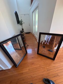 Set of 2 Large Black Framed Wall Mirrors