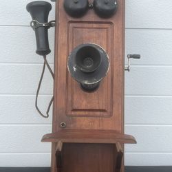 Antique Kellogg Wooden Crank Wall Phone Imperfections. This item is used in good condition with some cosmetic blemishes and imperfections. The cosmeti