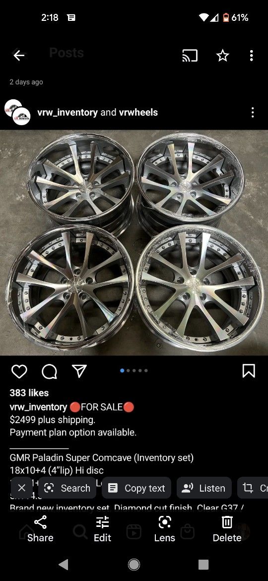GMR Paladin 5x114 18x10+4 Hi Disk 18x11+6 Lo Disc