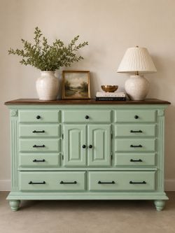 Beautifully Refinished Mint Green Farmhouse Dresser