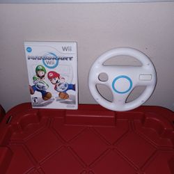 NINTENDO Wii GAME MARIO KART COMPATIBLE WITH MANUAL AND MARIO KART STEERING WHEEL  / GREAT SHAPE 