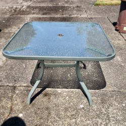 Tempered glass large square outdoor table