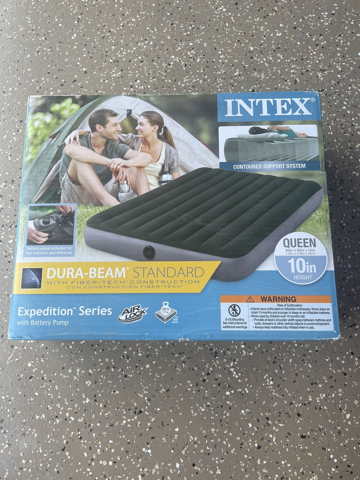 Brand New Never Used Intex 10’’ Queen DuraBeam Expedition Airbed Mattress With Battery Pump