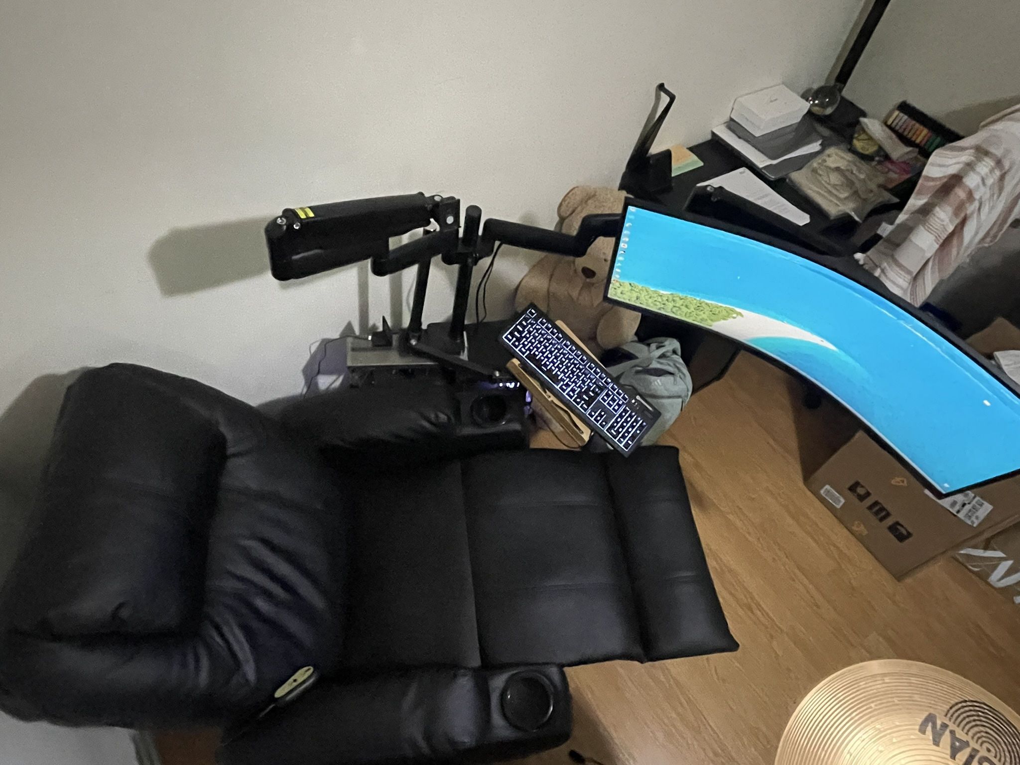 Modified Sofa with dual monitor mounts