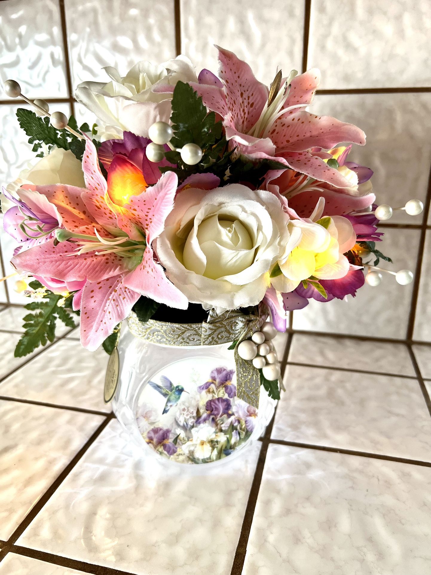 “Always In Bloom “ Crystal Centerpiece No. A3000, Bradford Exchange By Lena Liu