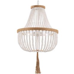 4 Lights Wood Beaded Farmhouse Chandelier