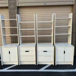 Solid wood cabinets with bookcase on top/gabinetes de madera solida con librero arriba 
