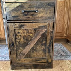Farmhouse Nightstand with Drawer and Cabinet with 2 Plugs