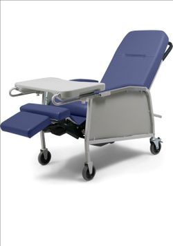 Lumex 3-Position Medical Recliner, Reclining Geri Chair with Wheels, Royal Blue