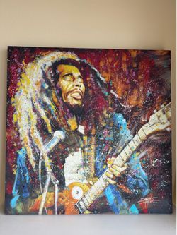 Bob Marley Canvas by Stephen Fishwick LARGE size 39.5 x 39.5