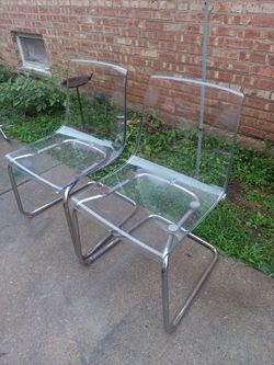 2 pcs Vintage IKEA Lucite Tobias Dining Chairs by: Carl Ojerstam