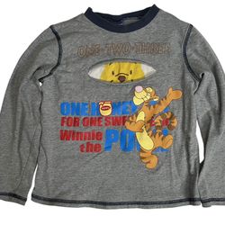 Disney Winnie the Pooh & Tigger - Kids Long Sleeve Gray Shirt - Size 6