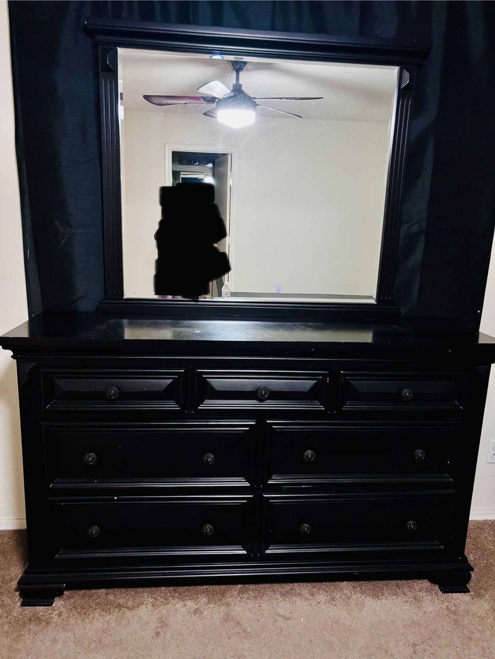 King Bed frame With Head & Foot Board, Dresser With Mirror and Bench