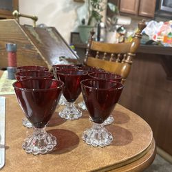 Vintage Ruby Red Hawking Glassware set