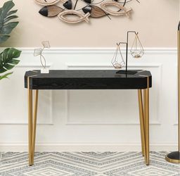 Black Wood and Gold Metal Console and Entry Table，IF1201